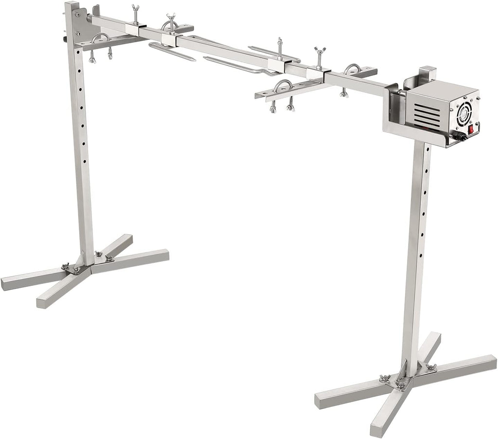 VEVOR 46' Electric BBQ Rotisserie Grill Kit, 132 lbs Capacity Heavy Duty Grilling Kit, Automatic 52W Motor and Height Adjustable Universal Roaster Stand, Stainless Steel Hexagon Spit Rod for Pig Lamb