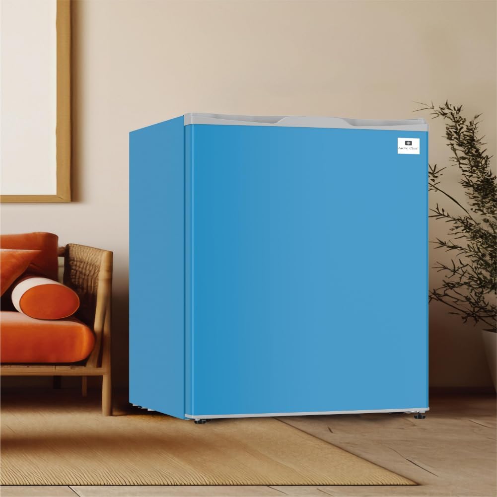 ARCTIC CHEF Mini Refrigerator-Freezer Compartment-Adjustable Thermostat Control-Reversible Doors-Ideal for Dorm, Office, RV, Garage, Apartment-BLUE, 3.2 CU.FT