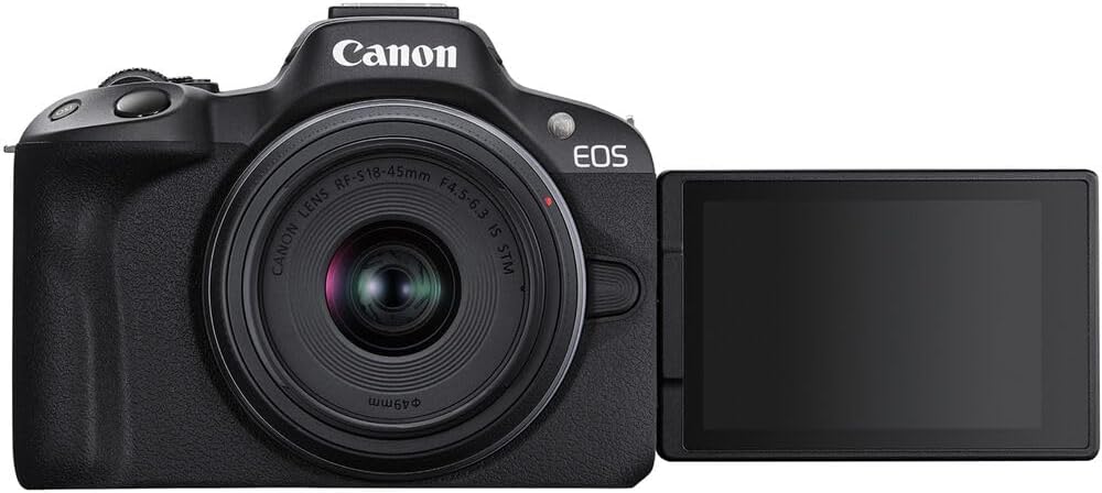 Canon EOS R50 Mirrorless Digital Camera Body Black with Canon RF-S 18-45mm f/4.5-6.3 is STM Lens 3 Lens Kit with 128GB Memory + 3pc Filter Kit + Case + Tripod + More (39pc Bundle) (Renewed)