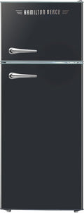 HAMILTON BEACH 2 Door Apartment Size Refrigerator with Freezer, 7.5 cu. ft, Retro Black