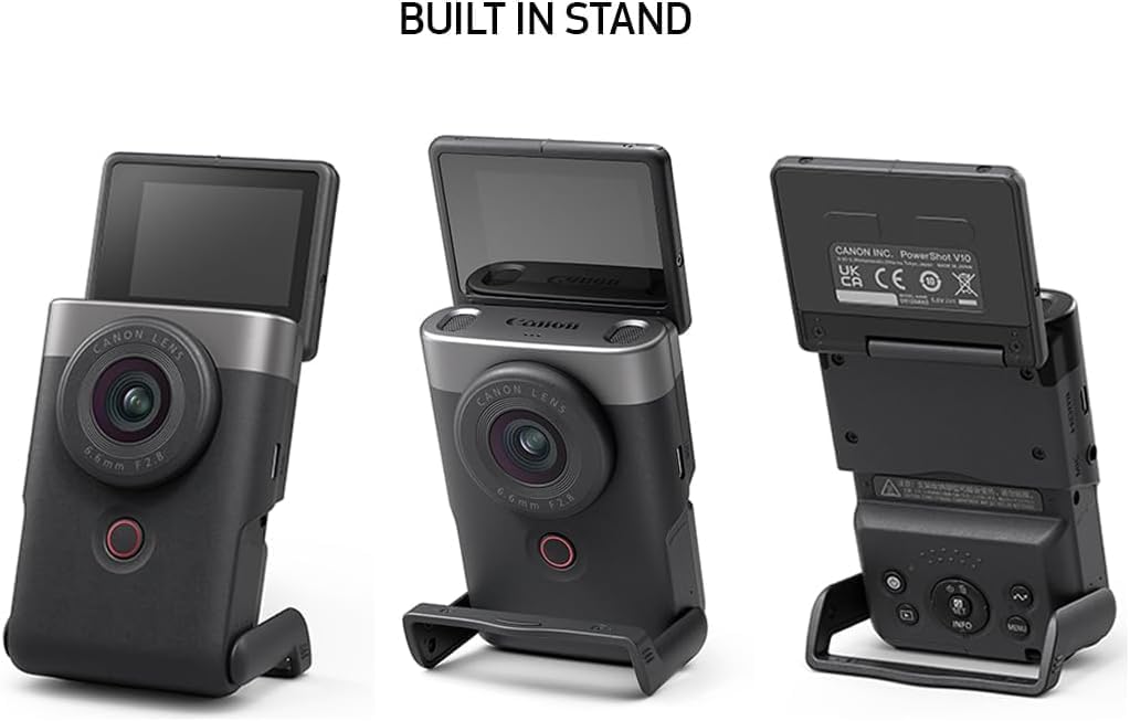 Canon PowerShot V10 Compact Vlogging Camera, 1' CMOS Sensor, 4K Video Streaming, Built‑in Wide‑Angle Zoom Lens, Flip‑LCD & Stereo Mic, Image Stabilization, Creator Studio in Your Pocket, Black