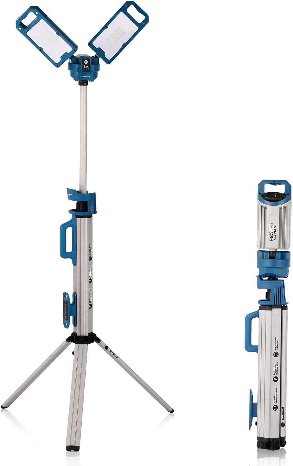 NextLED Ultimate NT-6926M Heavy Duty Tripod Work Light with Detachable Magnetic Lamp Head, 6000 Lumen, 6500/4500K Color Temperature, 8000 mAh Built-in Battery, CRI 90+, AC/DC Compitable