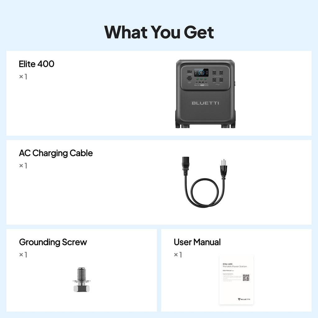 BLUETTI Elite 400 Portable Power Station with Charger 1 (Ship Separately), 560W DC-DC Alternator Charger, 7.5H Full Charge via Car, 3840Wh 2600W LFP Batttery Backup for Home Backup, Outage, RV Life