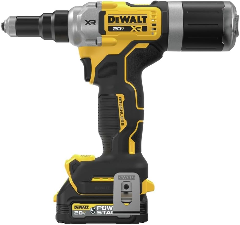 DEWALT 20V MAX XR Cordless Rivet Tool, 1/4', Battery and Charger Included (DCF414GE2)