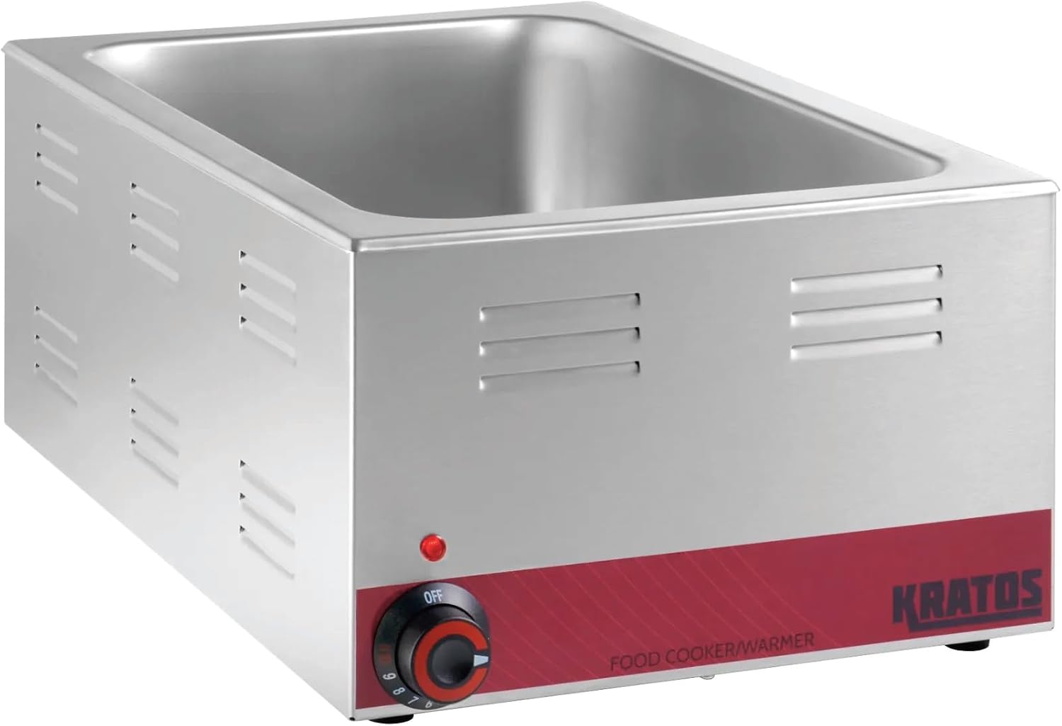 Kratos Commercial Electric Countertop Food Warmer with Two Half Size Hotel Pans and Slotted Lids, 120V, 1200 Watts, Stainless Steel Portable Food Warmer with Pans