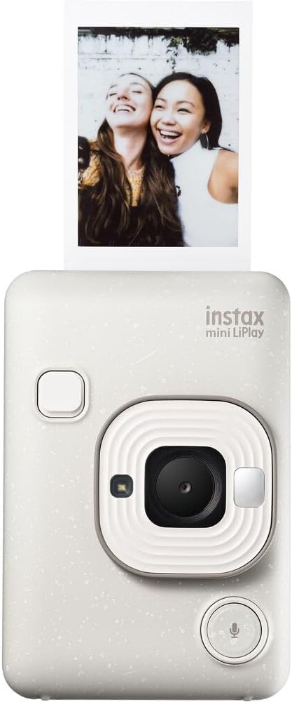 FUJIFILM INSTAX MINI Liplay Hybrid Instant Camera Bundle, Includes: INSTAX MINI Instant Film (40 Exposures), 32GB MicroSD Memory Card and Card Reader (5 Items) (Misty White)