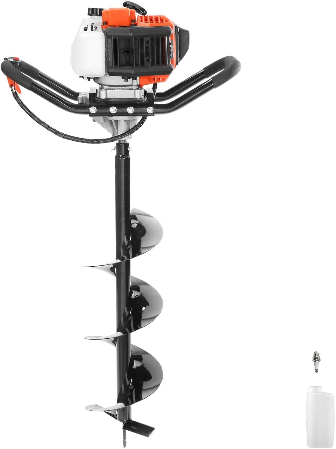 VEVOR Post Hole Digger, 43cc 1250W Auger Post Hole Digger, Gas Powered Earth Digger with 8' Earth Auger Drill Bit, 30 inch Long Alloy Steel Auger, for Farmland, Garden and Plant, EPA Certification