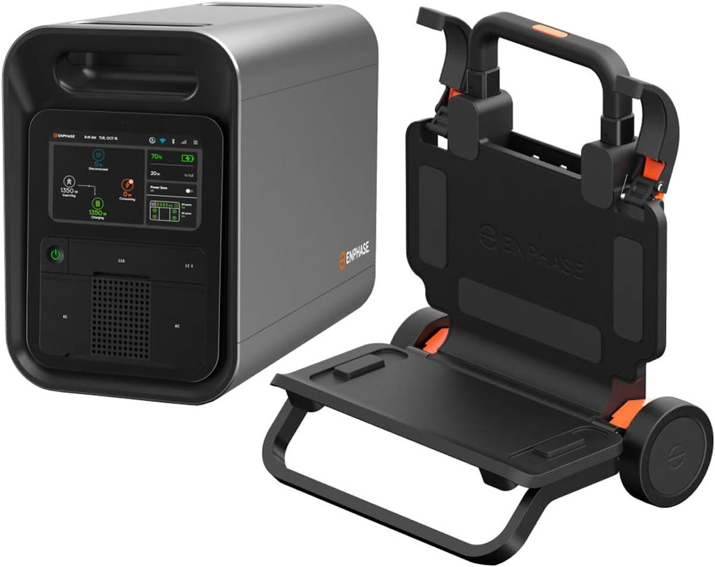 Enphase IQ PowerPack 1500Wh + IQ Cart | UL 9540A Certified Portable Power Station | Home Backup Power Outage Emergency | LFP Battery | IQ8 Microinverters | Solar Generator | Enphase App