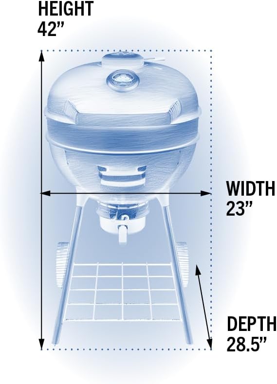 Napoleon PRO22 Professional Charcoal Kettle Grill, Black, Porcelain-Enameled Lid and Bowl, Chrome-Plated Cooking Grid