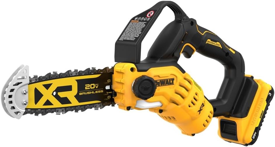 DEWALT 20V MAX 8 inch Brushless Cordless Pruning Chainsaw with 3 Ah Battery Included (DCCS623L1)