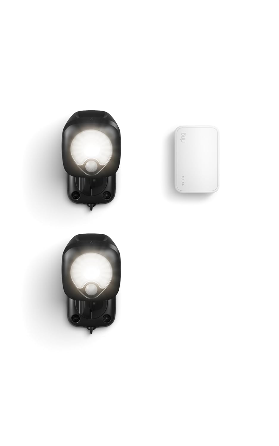 Ring Spotlight Battery 2-Pack, Black with Ring Bridge (Newest Model), White