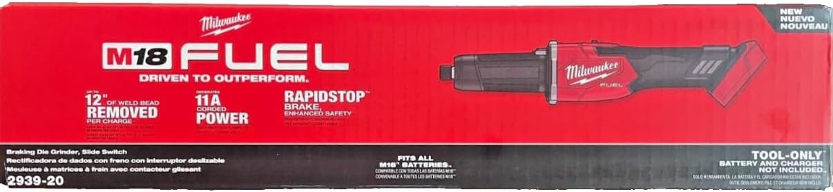 Milwaukee Electric - M18 Fuel. Braking DIE Grinder Slide Switch