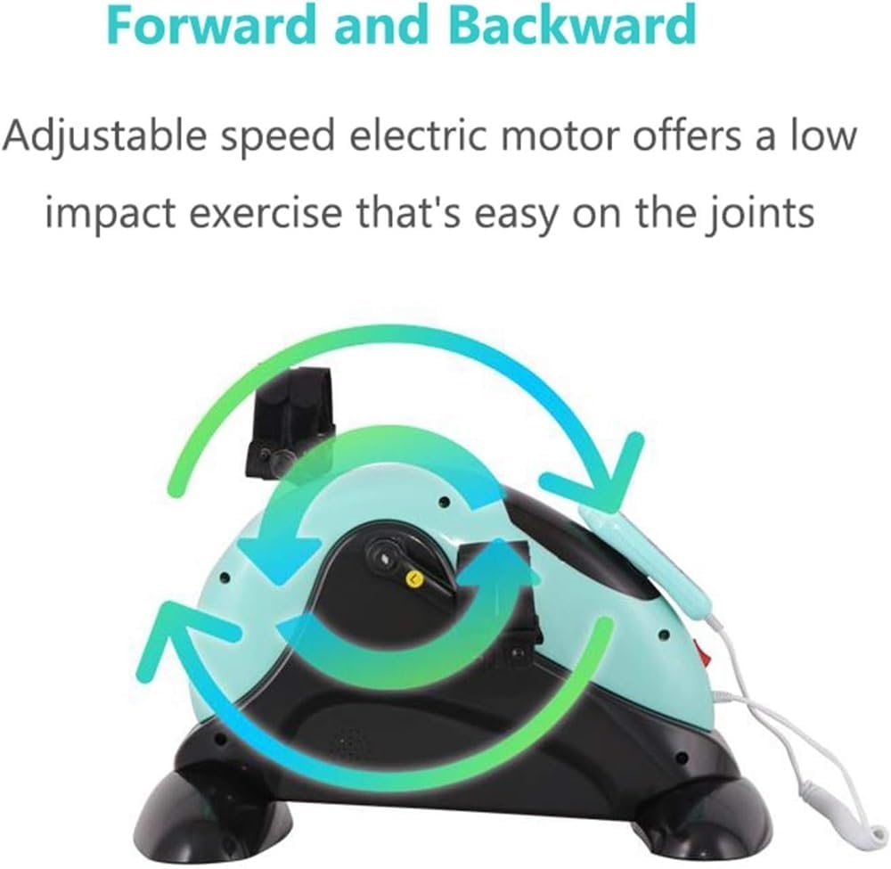 Motorized Leg and Arm Pedal Exerciser Mini Exercise Bike with Bonus Mat, Fitness Electric 4-Speed Adjustable for Home and Office