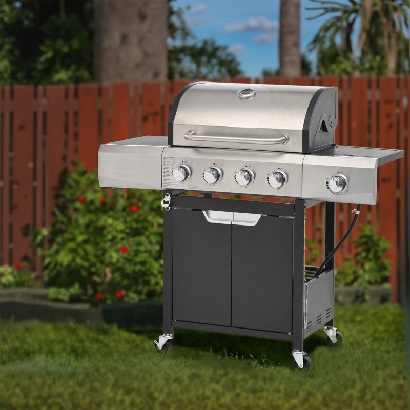 Endark Upgraded 51,000 BTU Gas Grill, 4 Burner BBQ Grill with Side Burner, Camping, Outdoor Cooking, Gatherings