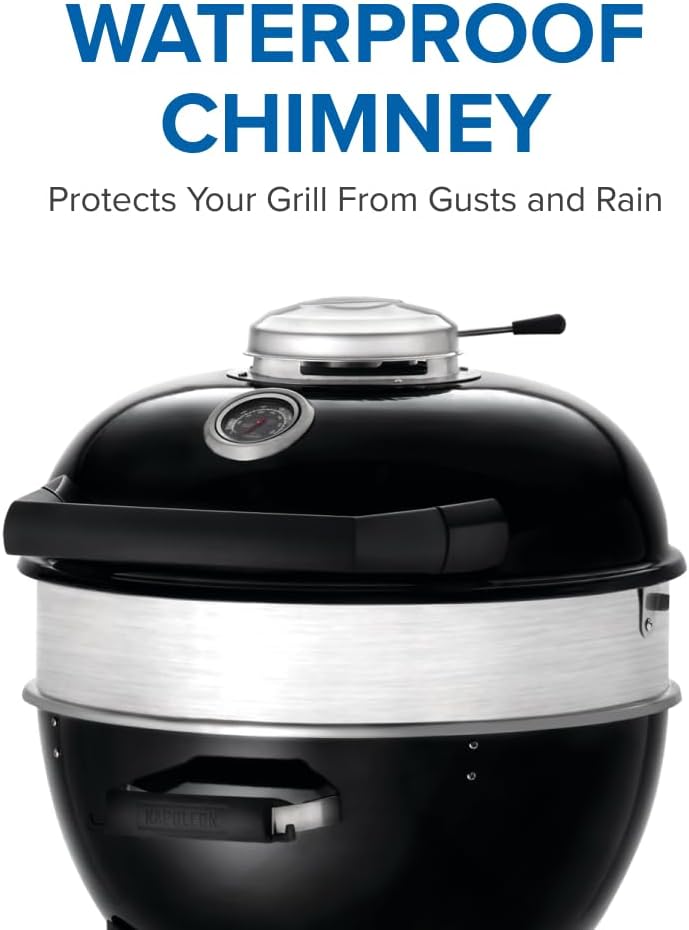 Napoleon PRO22 Professional Charcoal Kettle Grill, Black, Porcelain-Enameled Lid and Bowl, Chrome-Plated Cooking Grid