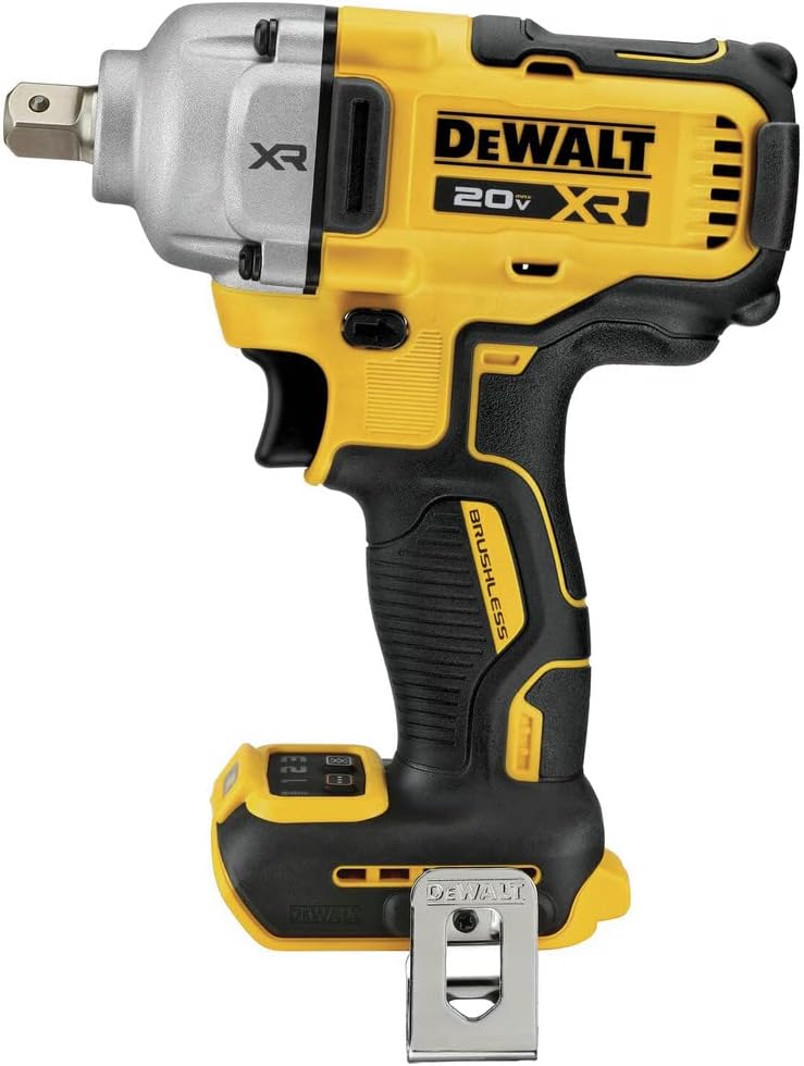 DEWALT 20V MAX XR Cordless Impact Wrench, 1/2', Includes Detent Pin Anvil and Belt Clip, Bare Tool Only (DCF892B)