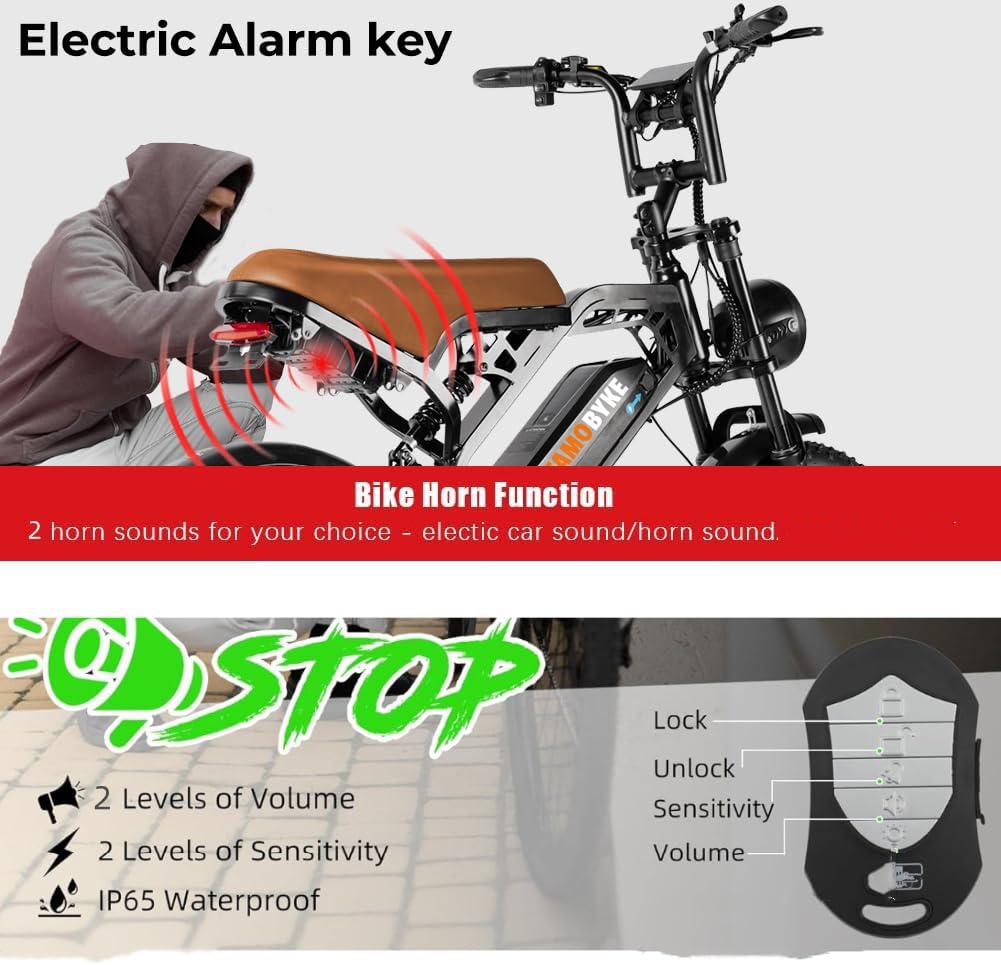 Tamobyke V20 Series Moped 750W/1500W Electric Bike for Adults,28mph/30mph/33mph Ebike&25-68Miles PAS Range,48V15.6ah/18.2ah/ (874Wh) Larger Battery, 20'' Fat Tire Electric Bike,UL 2849 Certified.