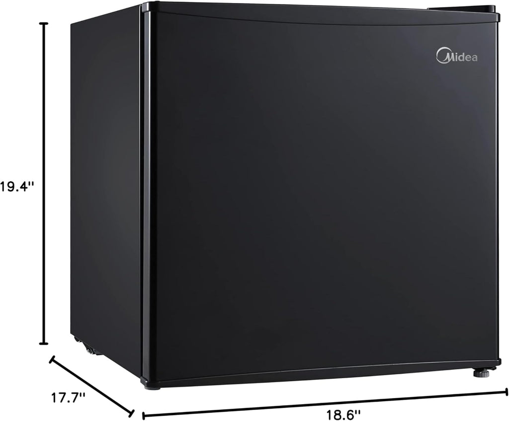 Midea WHS-65LB1 Mini Fridge, 1.6 Cu.ft Energy Star Certified Mini Refrigerator, Adjustable Thermostat, Reversible Door, Low Noise for Dorm, Office, Bedroom, Black