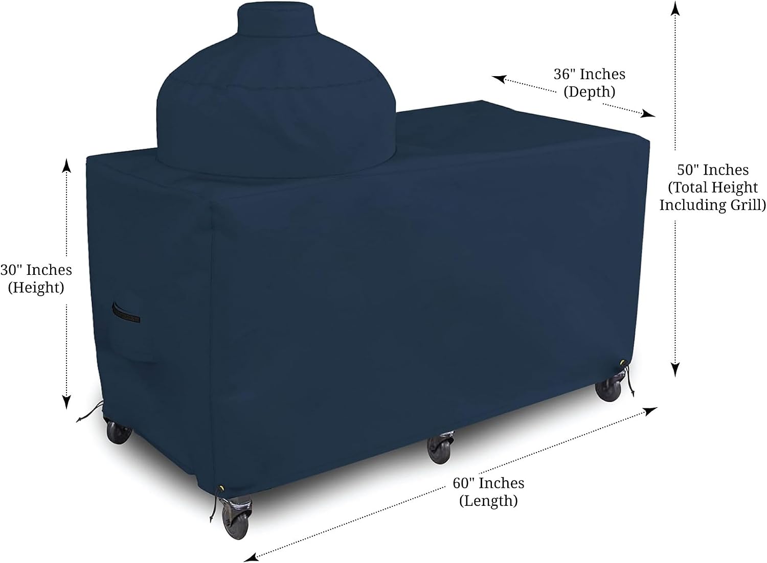 Covers & all Big Egg Grill Cover, 12 Oz Waterproof UV & Weather Resistant, PVC Coated Outdoor Cover with Air Vents & Drawstrings (60' L x 36' D x 50' H, Blue)
