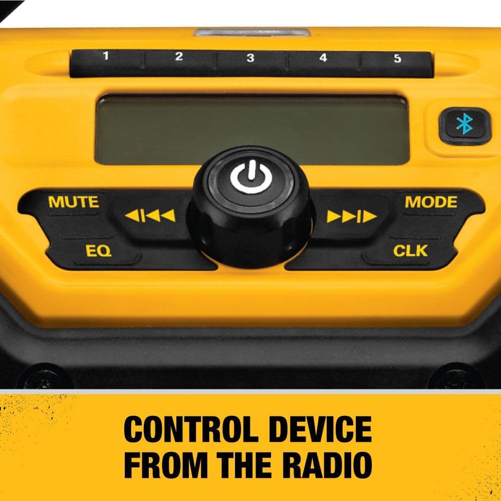 DEWALT 20V MAX Bluetooth Radio, 100 ft Range, Portable for Jobsites (DCR025)