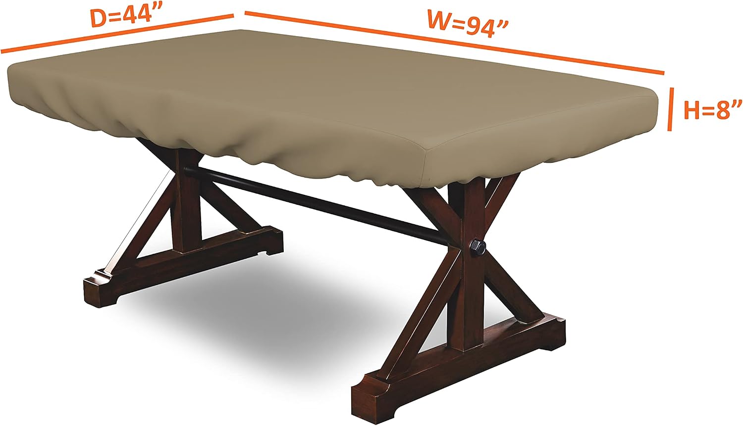 Covers & all Poker Table Cover 12 Oz Waterproof - 100% Weather Resistant Outdoor Game Table Cover with Elastic at 4 Sides (94' W x 44' D x 8' H Inches, Beige)