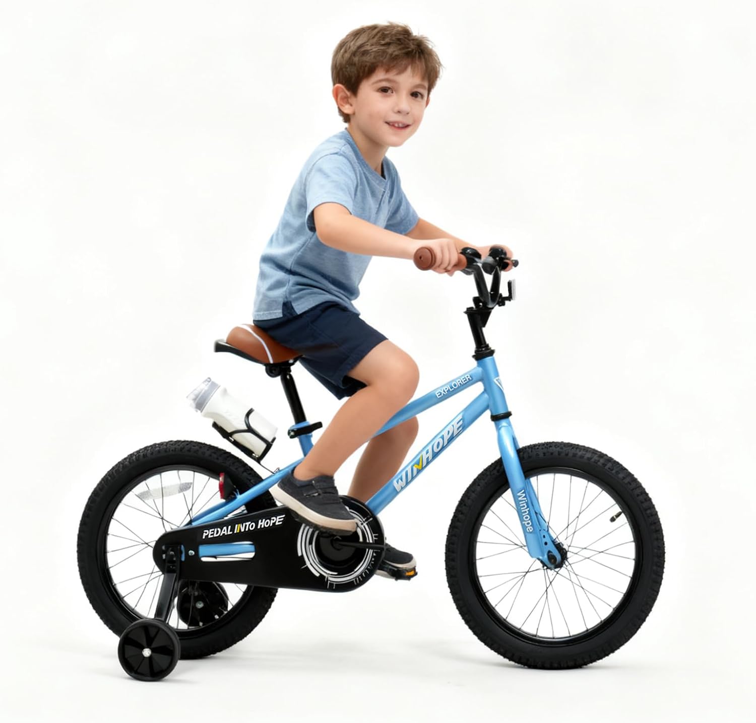 WinHope Kids Bike for Ages 2-9 Boys Girls, 12 14 16 18 Inch Child Bicycle with Training Wheels, Pedal Bike with Coaster Brake for Summer Riding, Birthday Gift