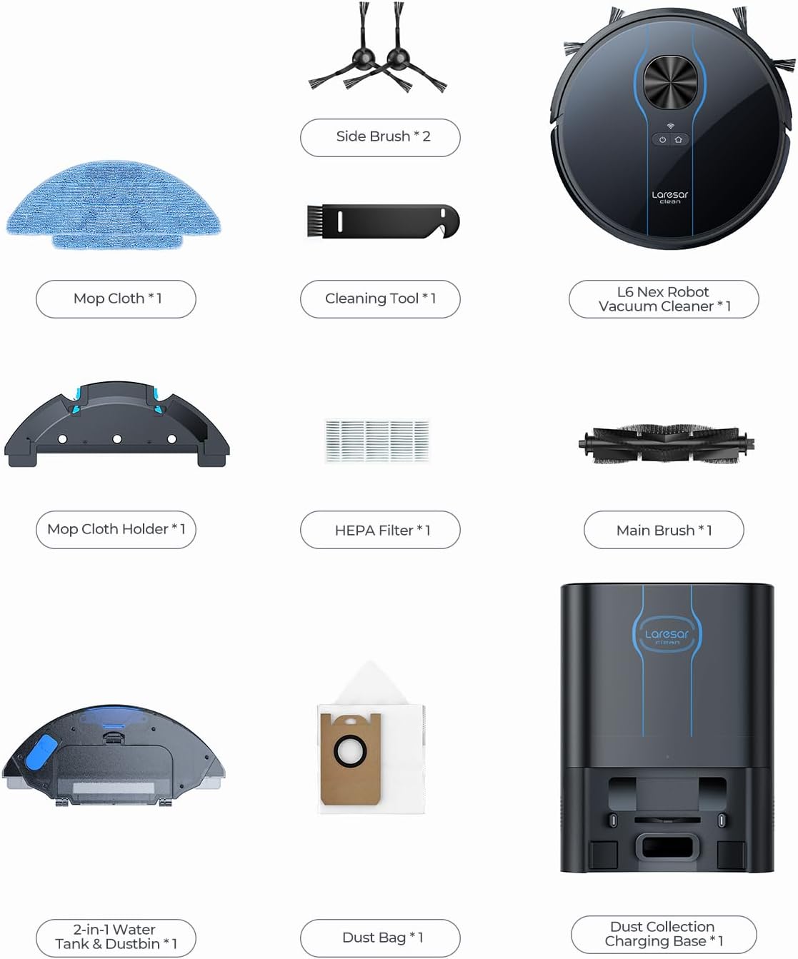 Robot Vacuum and Mop Combo, 5000Pa Robotic Vacuum with Self Emptying Dock for 60 Days, Smart Lidar Navigation Robot Vacuum Cleaner, Mapping, APP/Voice Control for Per Hair, Hard Floor and Carpet
