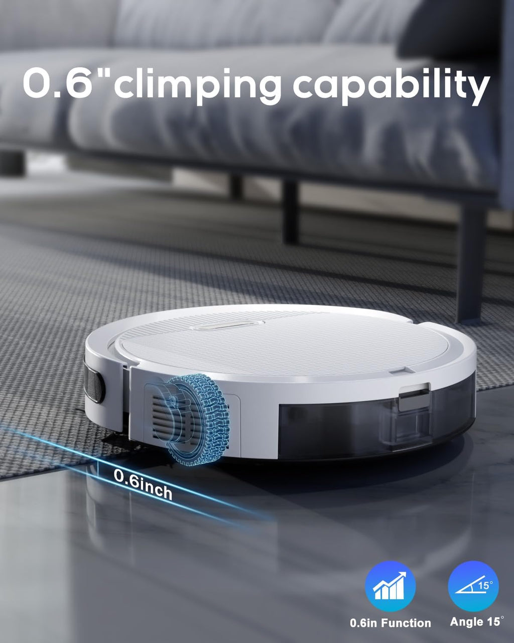 V3 Robot Vacuum and Mop Combo，3 in 1 Robot Vacuum 5000Pa Suction, Works with 2.4G WiFi/Alexa/App/Remote Control, Schedule Cleaning, Automatic Self-Charging, Ideal for Pet Hair, Hard Floor and Carpet