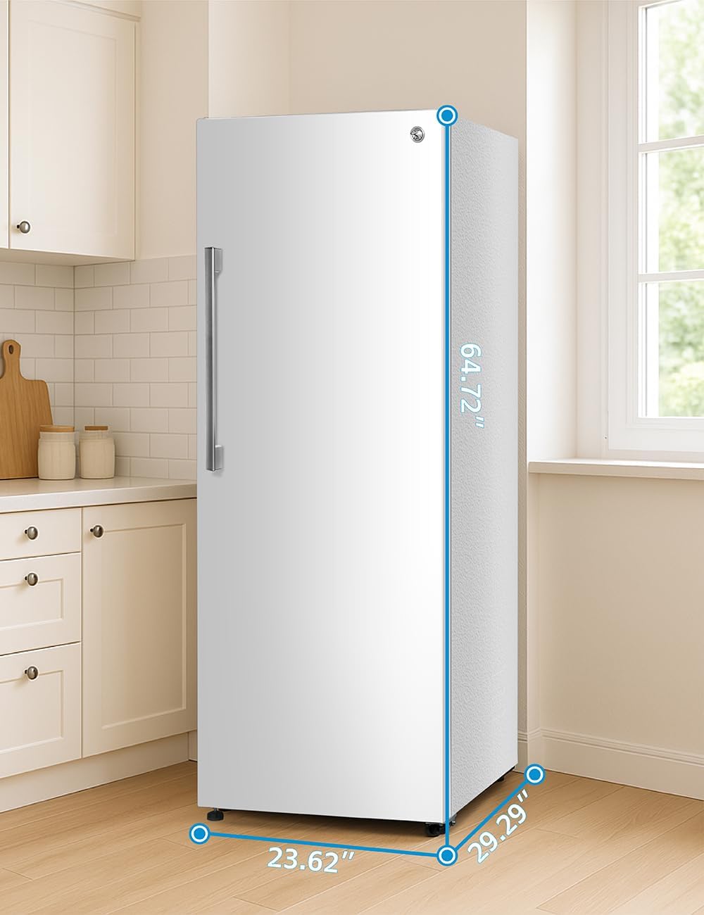 Commercial Cool 11.1 Cu. Ft. Convertible Freezer Refrigerator, Upright Fridge with Glass Shelves, Reversible Door, ENERGY STAR rated, Auto Defrost, CCUC1110GW, White