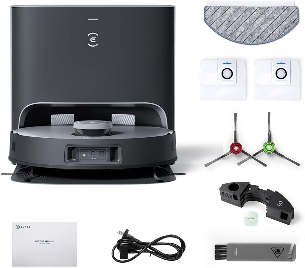 ECOVACS DEEBOT X1 Plus Robot Vacuum and Mop Combo with Self Emptying Station, 5000Pa Robot Vacuum Cleaner, Upgraded Laser Navigation, 3D Map, Obstacle Avoidance, Built-in YIKO Voice Assistant, Black