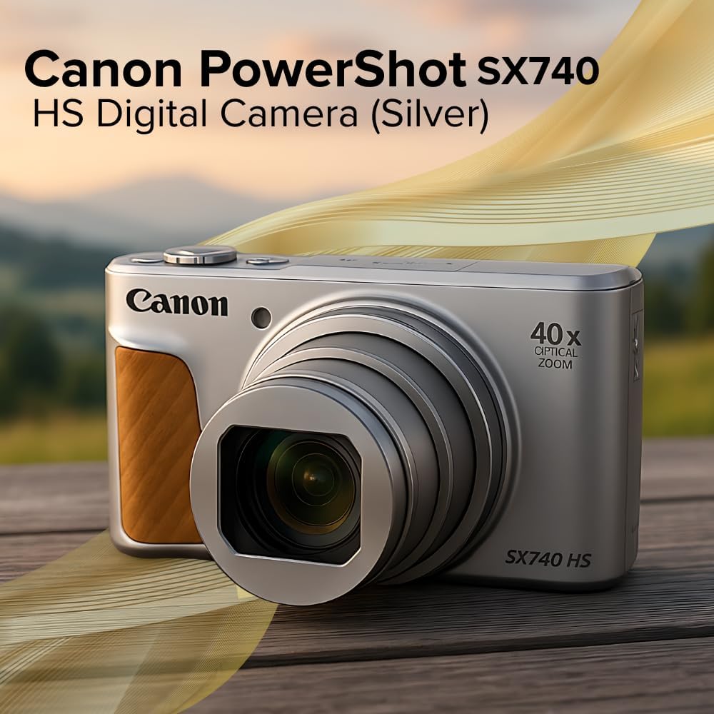Canon PowerShot SX740 HS Digital Camera (Silver) 9PC Bundle - Includes Replacement Battery + AC/DC Rapid Home & Travel Charger + More
