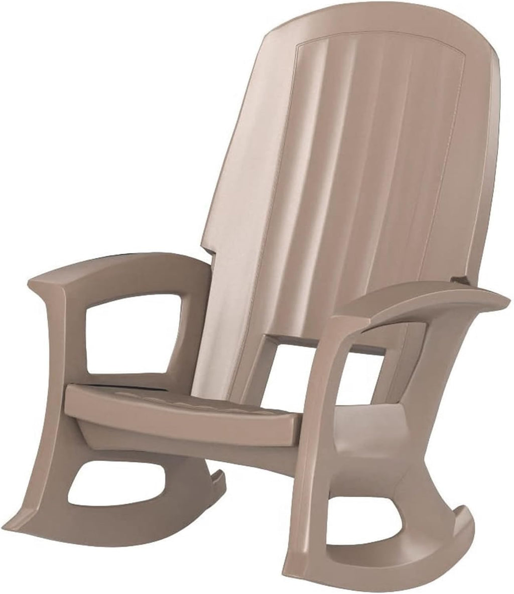Semco Plastics Rockaway Heavy Duty Polyethylene All Weather Outdoor Rocking Chair with Backrest and Armrests for Porch, Deck and Patio, Taupe