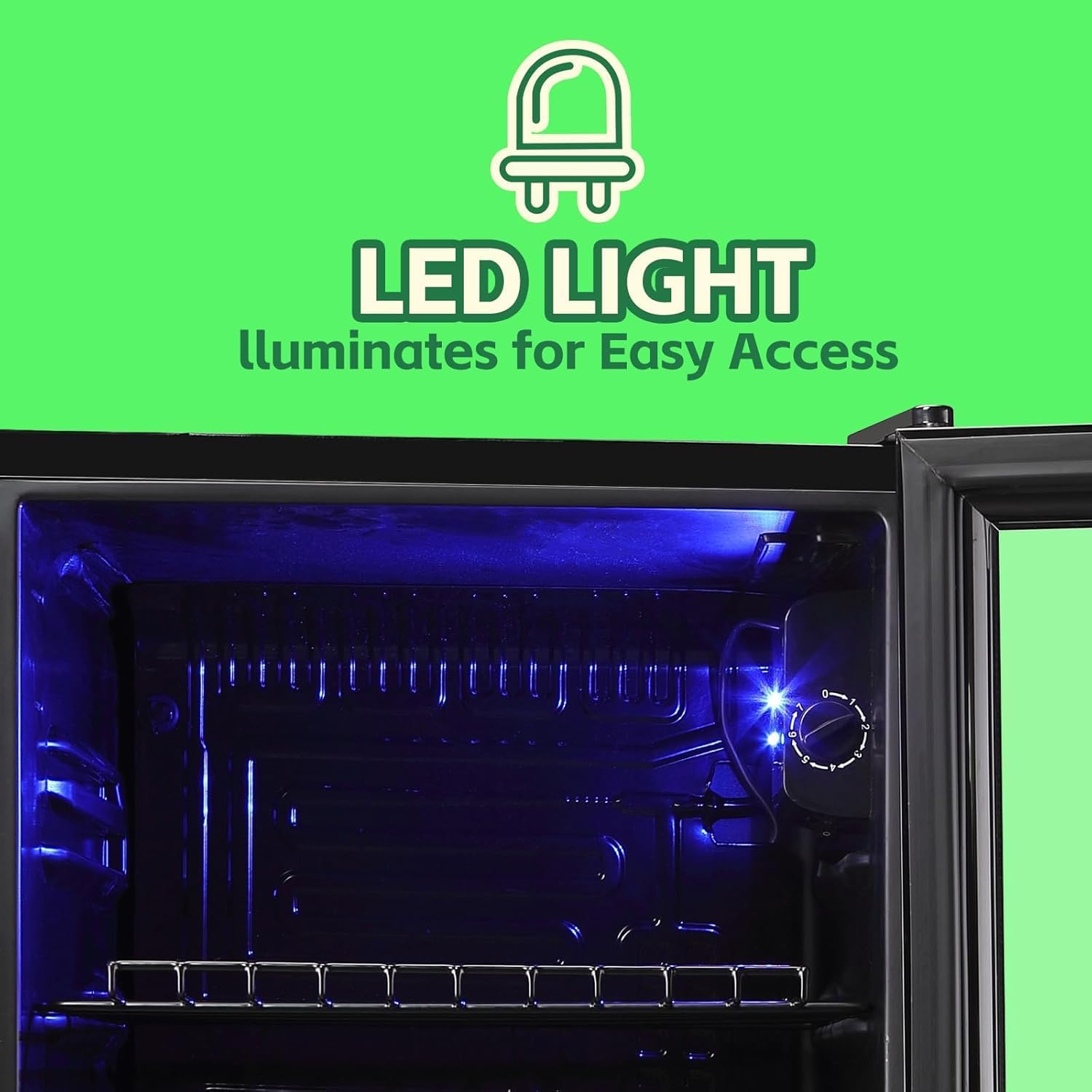 WANAI Beverage Refrigerator Cooler 2.6 Cu.Ft, 85 Can Mini Small Fridge with Glass Door LED Light and Adjustable Shelves for Soda Beer or Wine, Perfect for Home Bar Office, Black