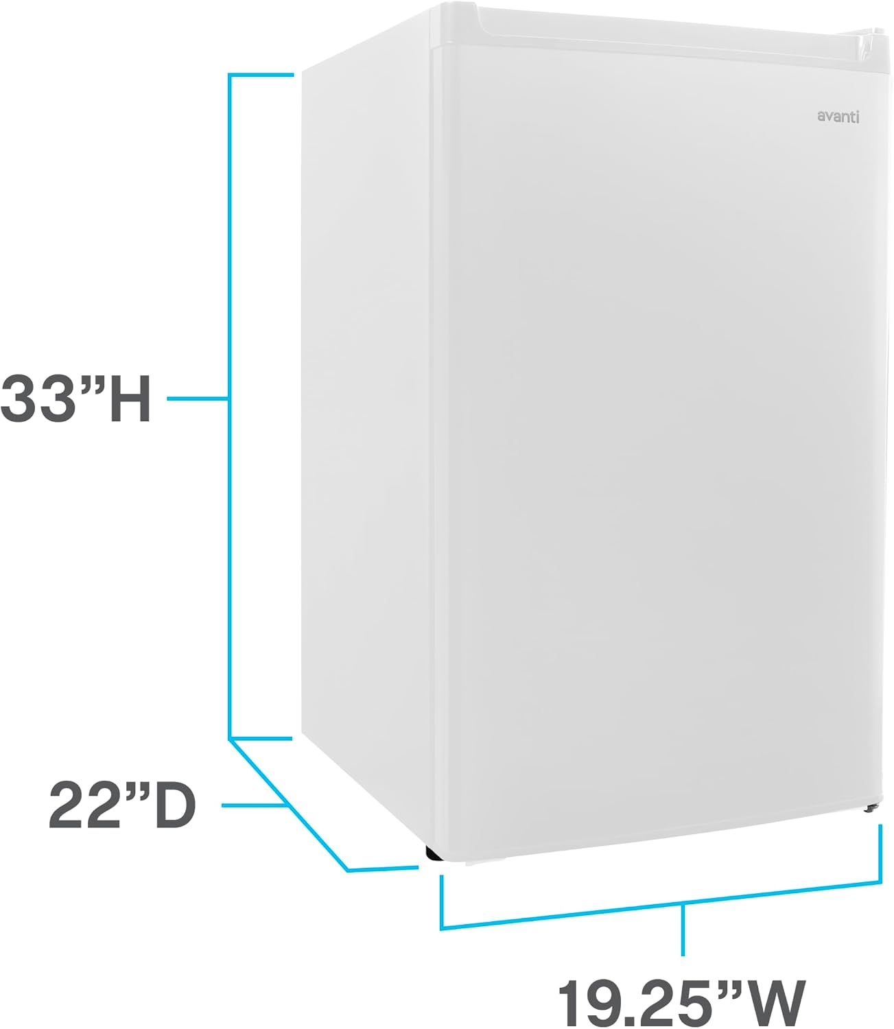 Avanti 4.4 Cu. Ft. Mini Fridge, Compact Refrigerator, Removable Shelves, Crisper Drawer, Reversible Locking Door, Energy Star Certified with Automatic Defrost, White