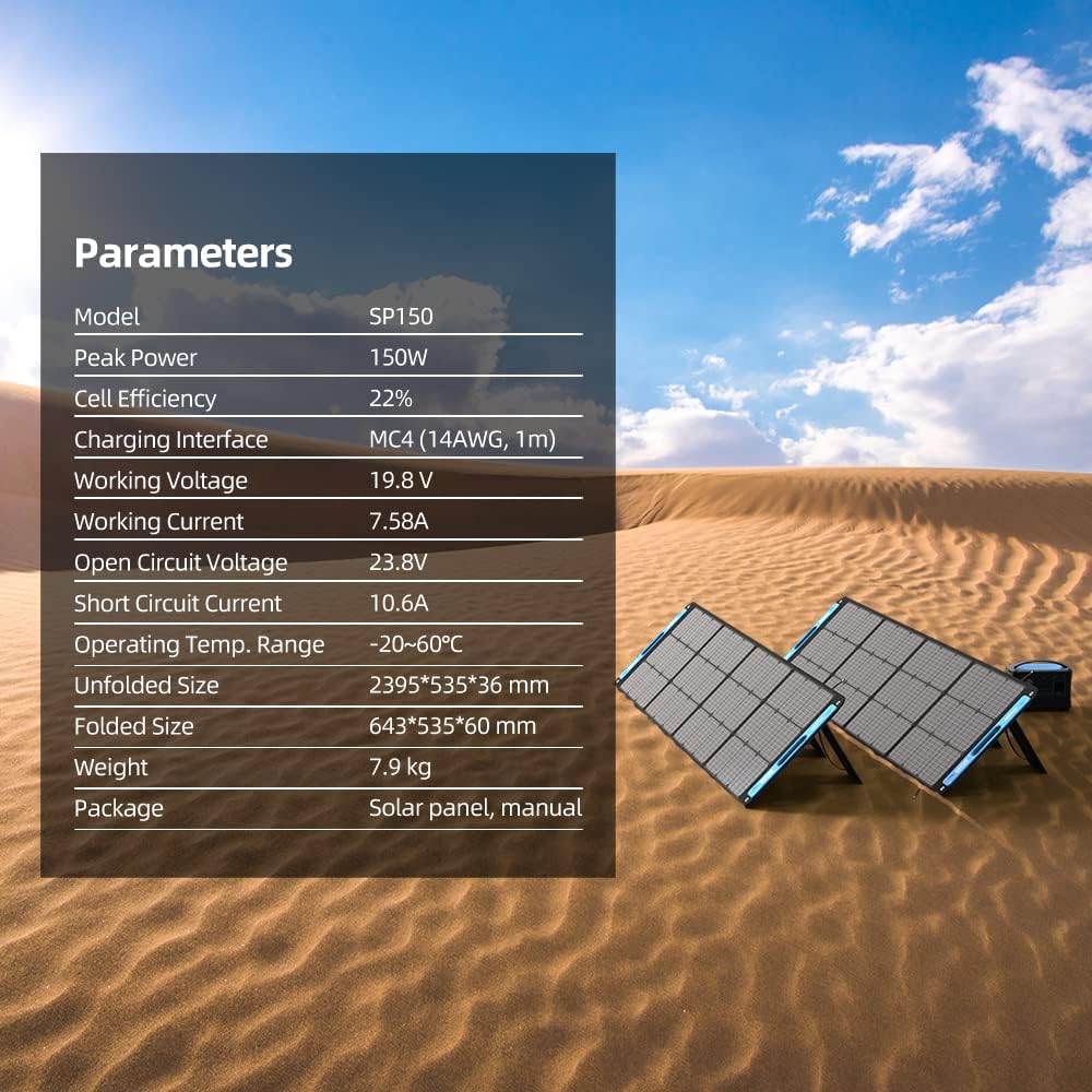 XTAR SP150 150W Portable Solar Panel for Power Station, Foldable Solar Charger with Adjustable Kickstand, Highly Efficient Panel for Outdoor Camping RV Off Grid System