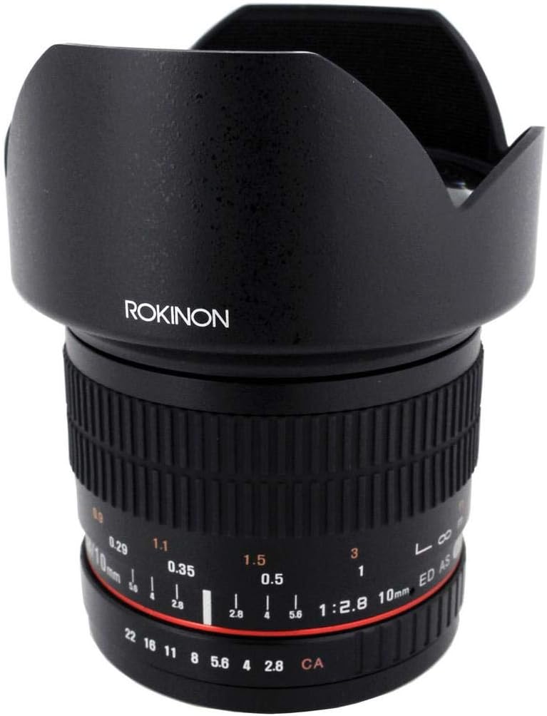 Rokinon 10mm F2.8 ED AS NCS CS Ultra Wide Angle Lens Canon EF-S Type for Canon Digital SLR Cameras (10M-C), Black