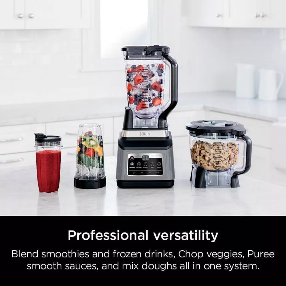 Ninja R-BN803TGT Professional Plus Kitchen Blender System and 8-Cup Food Processor with Auto-iQ, Black - Certified Refurbished