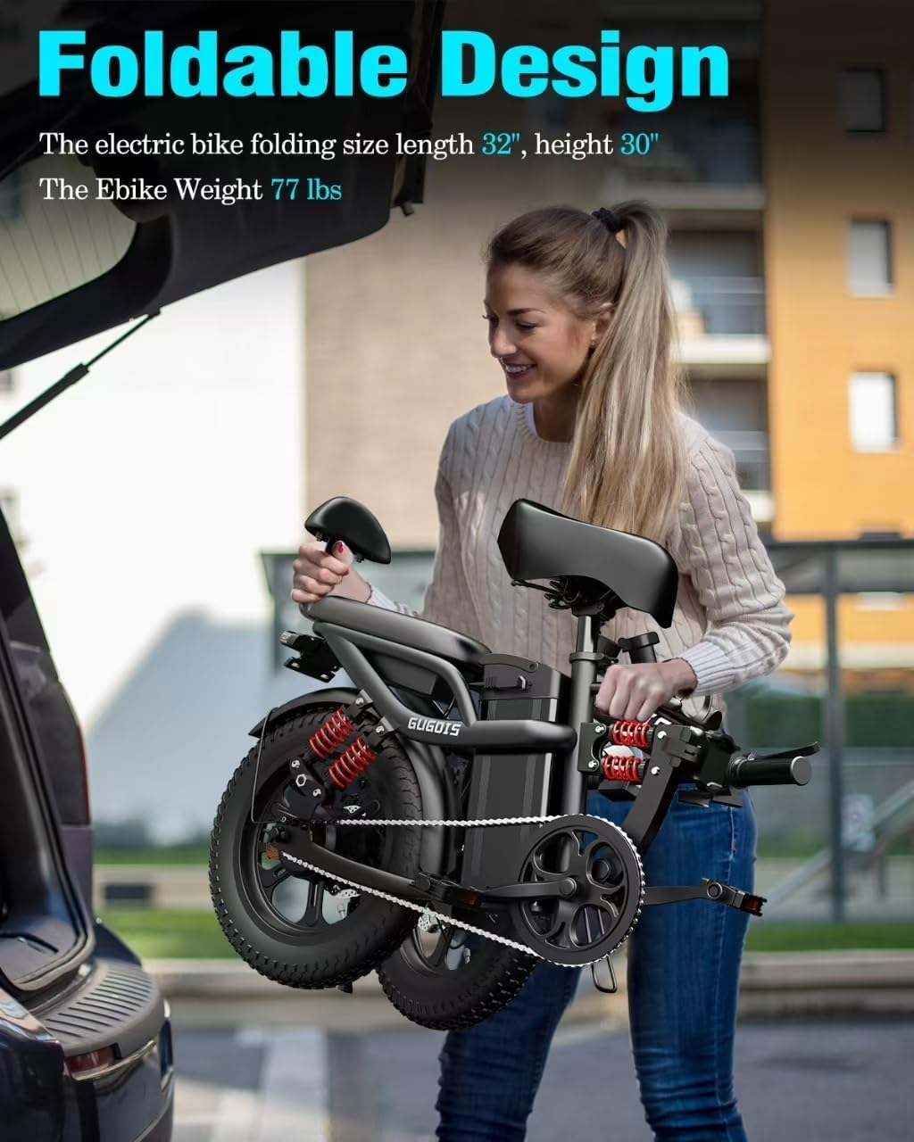 Folding Electric Bike for Adults, 2 Seater Electric Bike, 750W/1000W Peak Motor, 48V Removable Battery, Up to 28/30MPH & 45/60Miles, 16'/20' Tire Ebike, All-Terrain Foldable Electric Bicycles