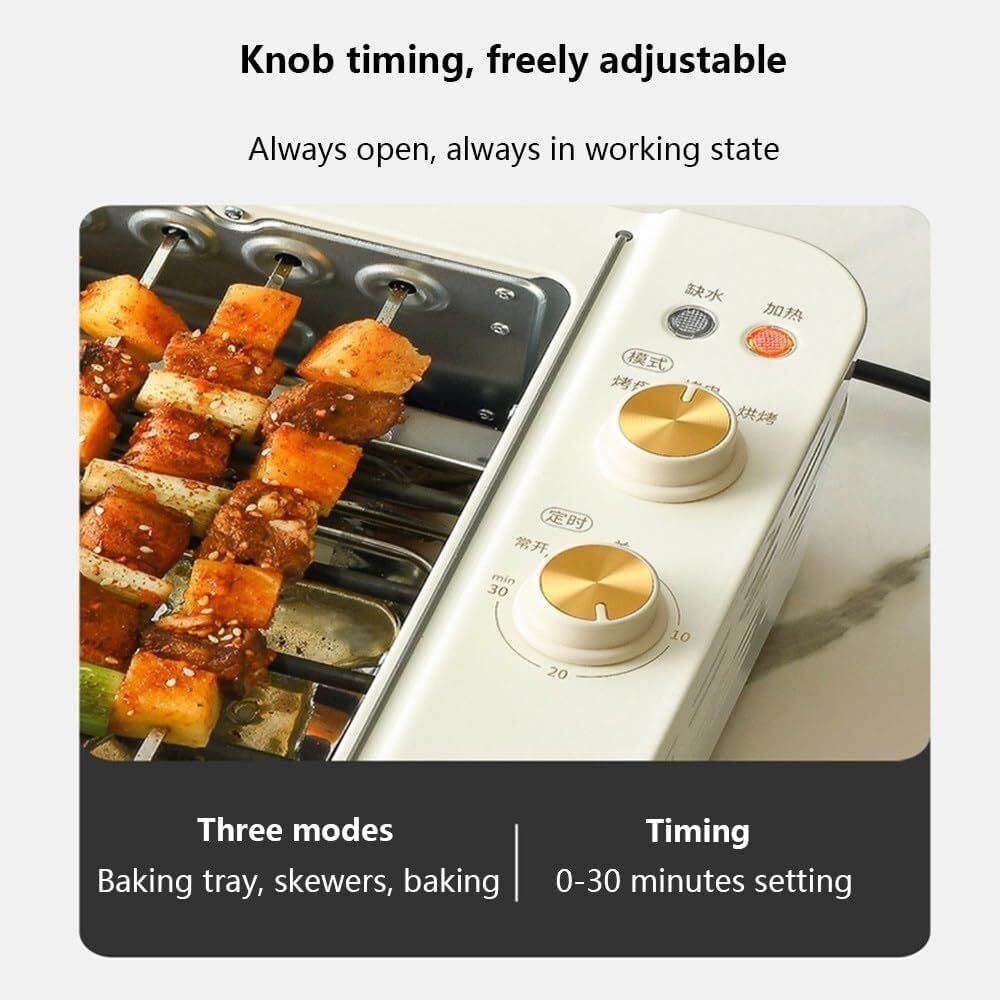 Automatic Rotating Grill,Multifunctional Electric Grill,1000w Household Grill,Three Modes 0-30 Minute Timer,With Removable Grill Plate,Grill And Lid,Home,Outdoor Use