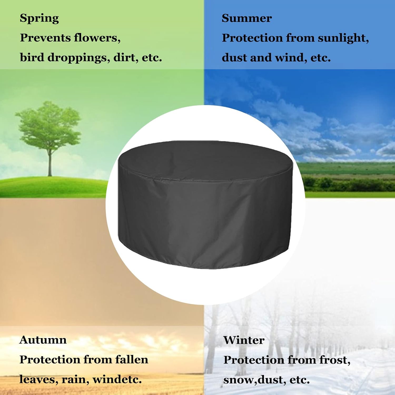 Outdoor Waterproof Patio Table Covers 126' D x 39' H, Heavy Duty Barbecue Gas Grill Cover, Extra Large Outdoor Furniture Set Covers, All Weather Protection Covers (320x100cm)
