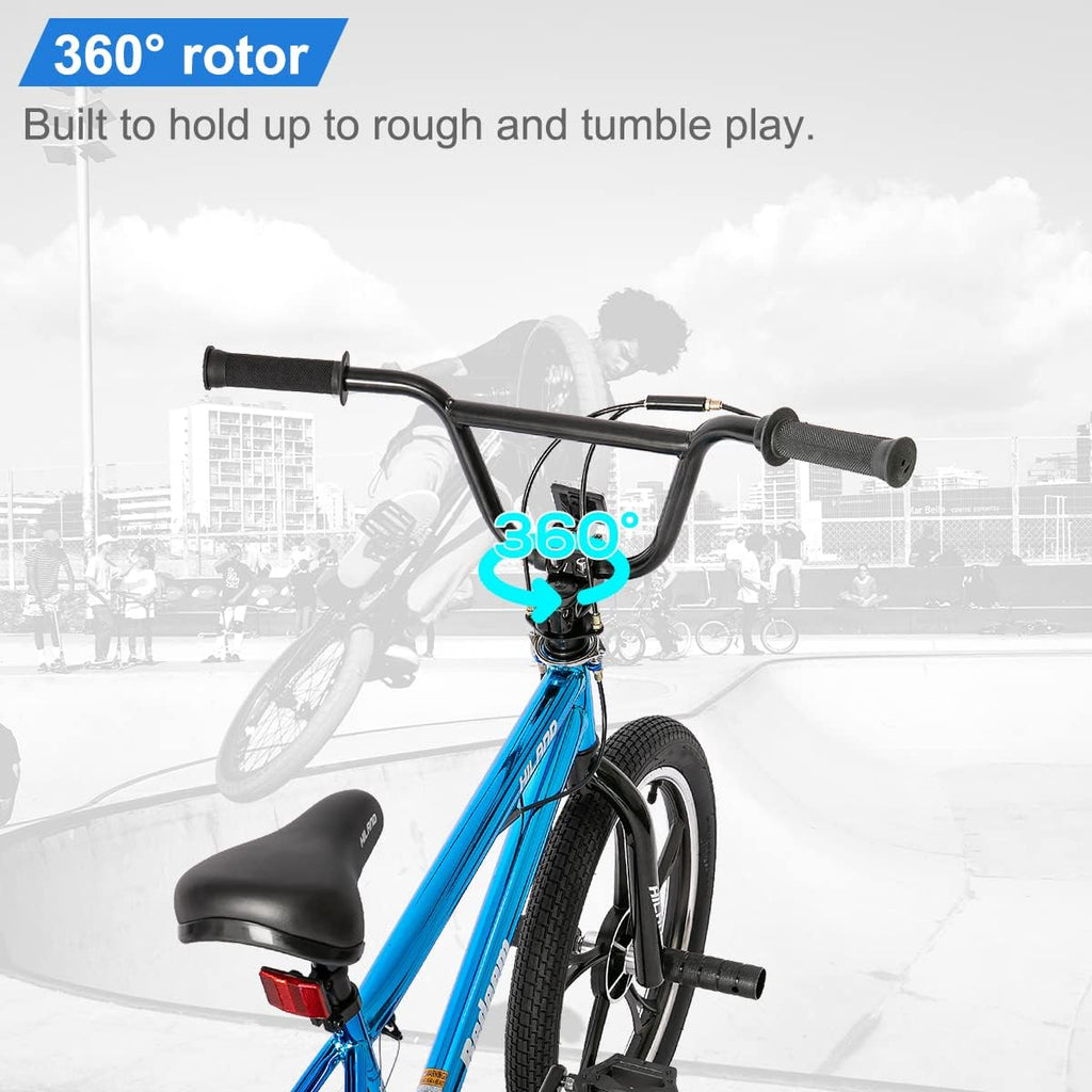 Hiland 20 Inch 3 5 Spoke Kids BMX Bike for Boys Girls Ages 5-12, 360 Degree Rotor Freestyle, 4 Pegs Single Speed Kid's BMX Bicycle, Multiple Colors