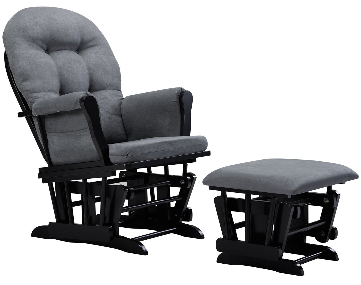 Angel Line Windsor Glider and Ottoman Cushion,Metal, Black/Dark Grey
