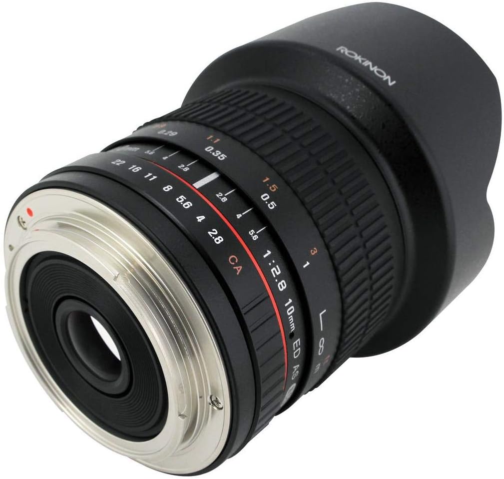 Rokinon 10mm F2.8 ED AS NCS CS Ultra Wide Angle Lens Canon EF-S Type for Canon Digital SLR Cameras (10M-C), Black