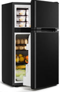 Feelfunn 3.2 Cu.Ft Mini Fridge with Freezer - 2 Door Small Refrigerator, Mini Refrigerator with Adjustable Thermostat, Removable Shelves, Mini Fridge for Bedroom, Office, Dorm, Apartment, Black