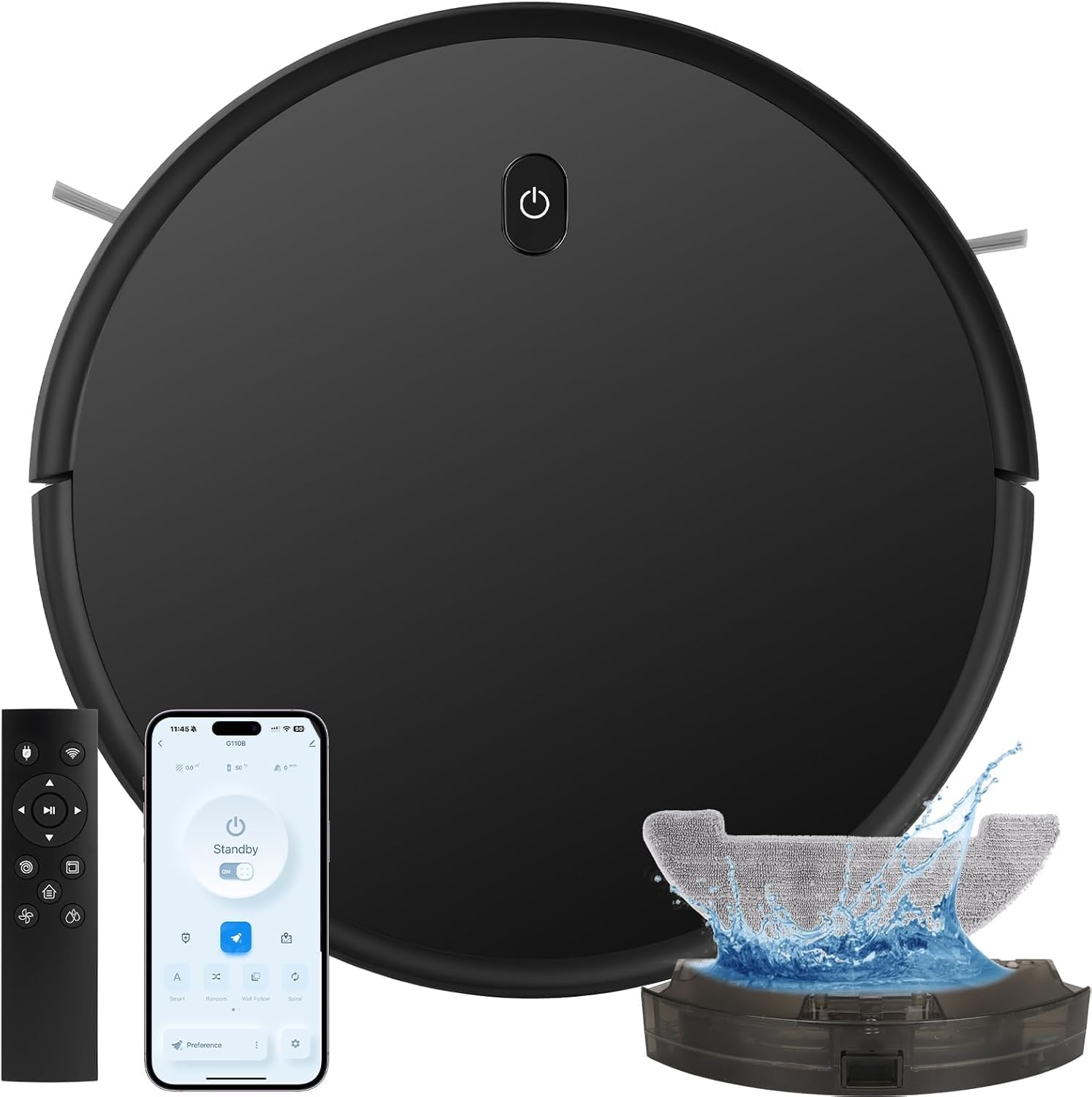 Robot Vacuum and Mop combo, 3500Pa Vacuum Cleaner Robot Navigation with high efficient roller brush, 60dB Robot Vacuum Cleaner with APP Control,Blue tooth, Ideal for Pet Hair, Carpets, Hard Floors