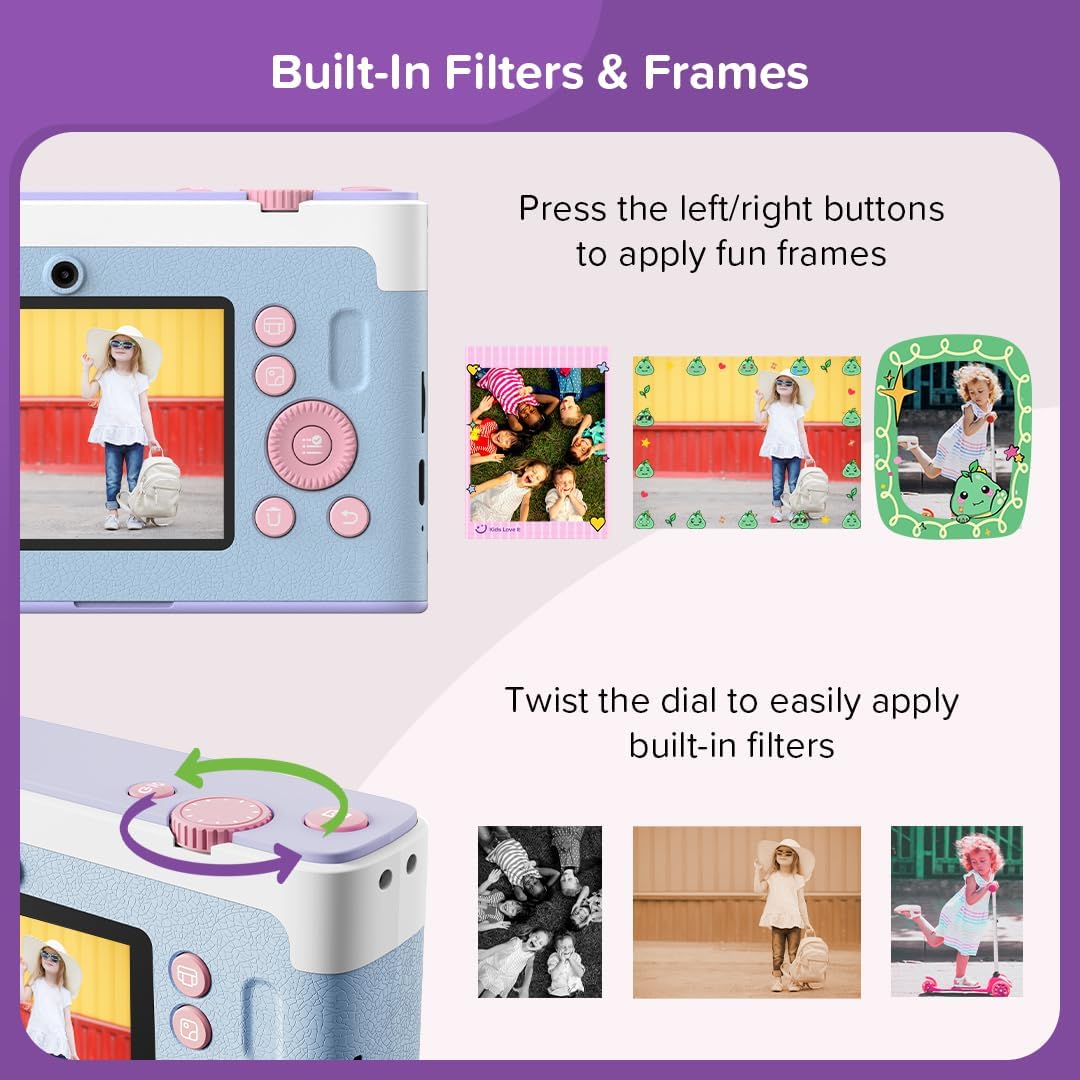 myFirst Camera Insta Lux Instant Print Camera, Real High-Definition Color Prints, WiFi Phone Printing, 5MP Dual Lens, Built-in Filters & Frames, Portable Photo Printer for Kids & Adults (Gray)