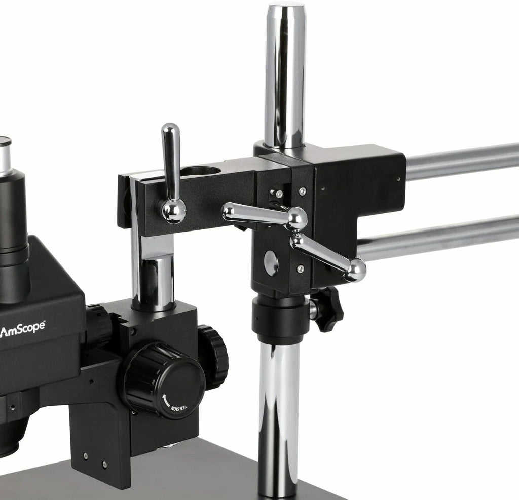 AmScope - 3.5X-180X Trinocular Stereo Zoom Microscope with Black Double Arm Boom Stand - SM-4TZZ-B