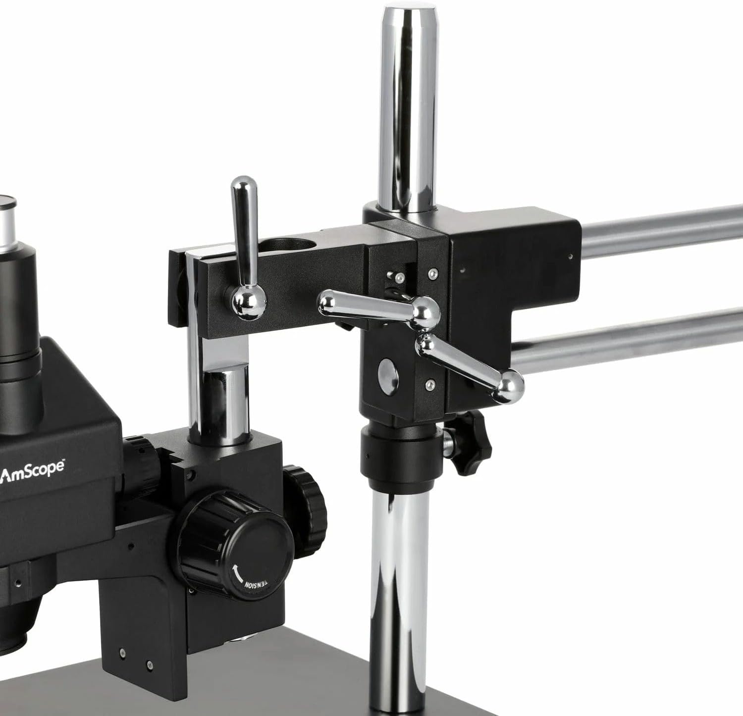 AmScope - 3.5X-180X Trinocular Stereo Zoom Microscope with Black Double Arm Boom Stand - SM-4TZZ-B