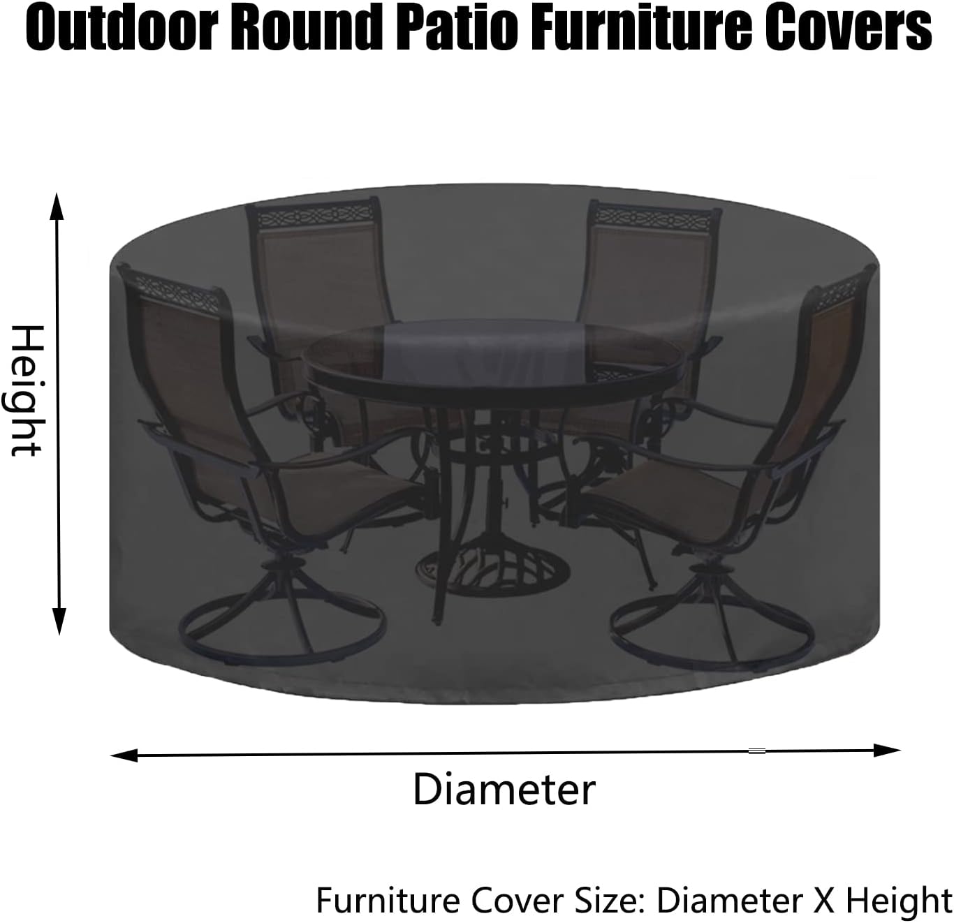 Garden Table Cover Heavy Duty 110' D x 43' H, Extra Large Outdoor Furniture Set Covers, 100% Waterproof Outdoor Couch Cover, 420D All Weather Protection Covers (280x110cm)