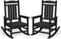 KINGYES Oversized Outdoor Rocking Chair Set of 2, High Density Polyethylene Patio Rocking Chairs with 330lbs Support for Adults, Black